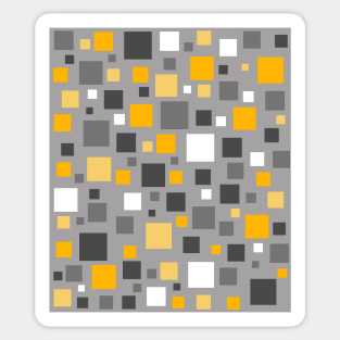 Mustard Yellow and Grey Squares Pixel Polka Dot Sticker